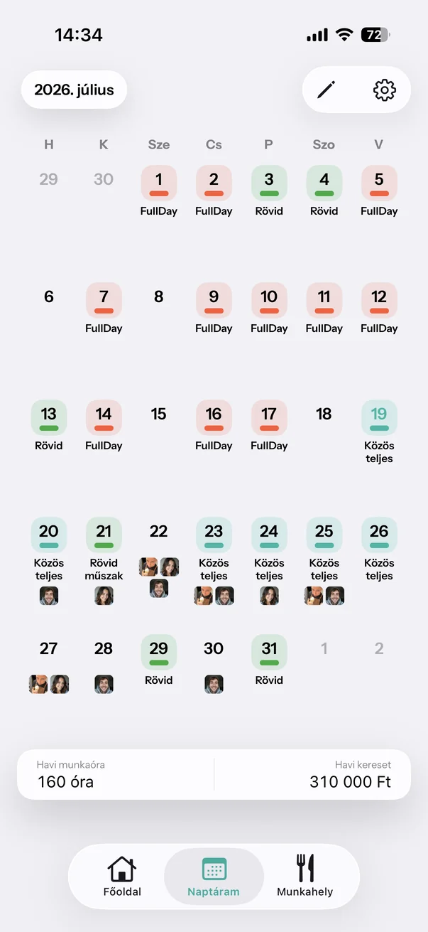 CalMate monthly shift calendar